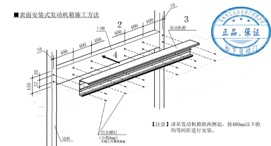 自動(dòng)門(mén)發(fā)動(dòng)機箱安裝示意圖