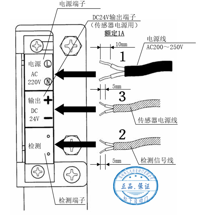 電源線(xiàn)及傳感器的連接